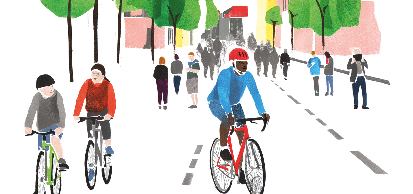 Illustration InnoRAD Autofreie Straßen Illustration InnoRAD Autofreie Straßen